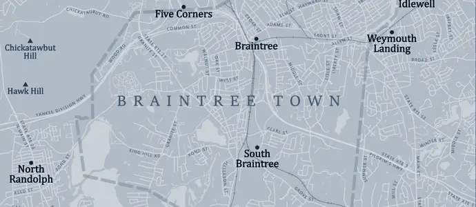 Map of the Braintree area